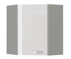 Eckhängeschrank 58x58 cm Bianca Weiss Hochglanz + Grau Küchenzeile Küchenblock