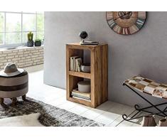 KADIMA DESIGN Design Standregal IABMUM Massivholz Sheesham 88 cm hoch 2 Böden Naturprodukt im Landhaus-Stil