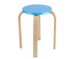 Estink Holzhocker, Anti-Rutsch Holz Sitzhocker Stapelhocker Wohnzimmer Hocker Küchenhocker, 17.9 x 11.8 Zoll(Blau)