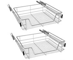 UISEBRT 2x Küchenschublade Teleskopschublade 60cm - Küchenschrank Schrankauszug Schlafzimmerschränke Korbauszug Vollauszug(60cm)