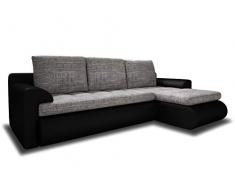 Ecksofa Santi - Polsterecke L-Form, Schlafsofa mit Bettkasten, Couchgarnitur mit Schlaffunktion, Couch, Sofa, Sofagarnitur (Schwarz + Grau (Madryt 1100 + Berlin 01), Ecksofa Rechts)