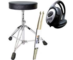 keepdrum Zubehörset für E-Drum - Schlagzeug Hocker + Kopfhörer + Drumsticks