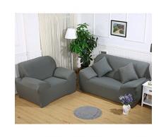 ele ELEOPTION Sofa Überwürfe Sofabezug Stretch elastische Sofahusse Sofa Abdeckung in Verschiedene Größe und Farbe Herstellergröße195-230cm (Grau, 3 Sitzer für Sofalänge 170-220cm)