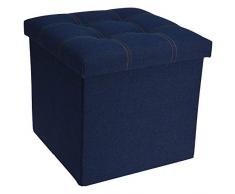 Koopman Faltbarer Stauraumhocker mit gepolstertem Deckel (38x38x38 cm/Jeansblau)