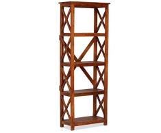 Nishore Bücherregal Standregal Stehregal aus Massives Akazienholz in Sheesham-Optik 60 x 30 x 160 cm (B x T x H)