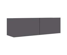 vidaXL TV Schrank mit 2 Klapptüren TV Möbel Hängeboard Lowboard Fernsehtisch Fernsehschrank Sideboard HiFi Hochglanz-Grau 100x30x30cm Spanplatte