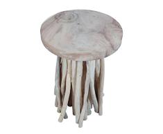 Teak Teakholz-Hocker „Treibholz, rund“ Teak Holz