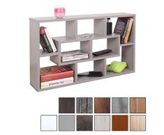 RICOO WM050-PL, Wandregal, 85x48x16 cm, Holz Platin Grau, Schmal, Mini, Hänge-Regal, Wand Bücher-Regal, Schwebe-Regal, Stand-Regal, Eck-Regal