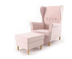 Sofini Ohrensessel Milo mit Hocker! Sessel für Wohnzimmer & Esszimmer! Skandinavisch, Relaxsessel aus Webstoff, Best Sessel! (Beauty 4)
