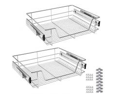 FROADP 2 Stück Küchen Regal Teleskopschublade Schlafzimmerschublade Schrankauszug Ausziehbare Ablage (60cm)