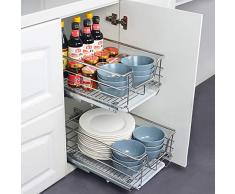 Initial heart 2X Einbauschublade 60Cm Teleskopschublade Korbauszug Küchenschrank,400MM