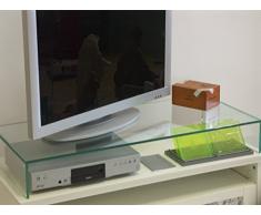 TV-Board, TV-Aufsatz PONTE, TV-Bank, TV-Rack, Fernseher-Tisch, Erhöhung, Monitor Ständer, Monitorerhöhung, Bildschirmständer, Podest, Tischständer, Regal, Glasaufsatz, Klarglas BxTxH 90x28x16 cm