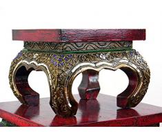 livasia Asiatischer Opiumtisch mit Glasmosaikverzierungen, Beistelltisch aus Massivholz der Marke Asia Wohnstudio, asiatischer Couchtisch, Nachttisch, Massivholz Möbel, (24cm)