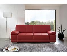 CAVADORE 3,5-Sitzer Ledersofa Corianne / Großes Echtleder-Sofa im modernen Design / Mit verstellbaren Armlehnen / 248 x 80 x 99 / Echtleder rot