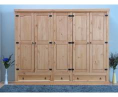 dynamic24 5trg Kiefer Mexico Kleiderschrank New Mexiko massiv Schlafzimmer Schrank Natur