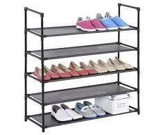 IDIMEX Schuhregal Stoffregal Kellerregal l Willy, 5 Böden im einfachen Stecksystem, genügend Platz für ca. 20 Paar Schuhe, in der Farbe schwarz