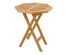 DIVERO GL05526 Balkontisch Gartentisch Beistelltisch Holz Teak Tisch für Terrasse Balkon Wintergarten witterungsbeständig behandelt massiv klappbar Ø 60 cm natur