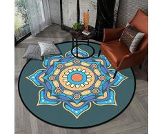 LJN_Home Teppich VintageSofa Couchtisch Schlafzimmer Nachttisch rutschfest rutschfest verschleißfest matt Mandala Print blauen Teppich, 160cm
