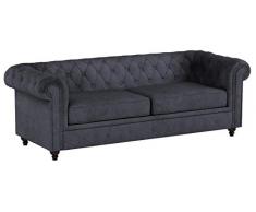 Schlafsofa Chesterfield Asti Bis 3-Sitzer, Sofa mit Schlaffunktion, Couch 3-er, Couchgarnitur, Sofagarnitur, Holzfüße, Polstersofa (Graphit (Capri 16))