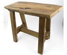 Clever-Deko Hocker kleine Bank aus Teak Wurzelholz Teakhocker Teakbank Holzhocker Holzbank Blumenbank Blumenhocker rustkal antik TEAKHOLZ