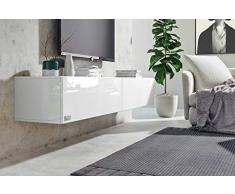 Wuun® Somero Korpus Weiß Hochglanz /160cm/Front Weiß-Hochglanz /10 Größen/5 Farben/ TV Lowboard TV Board Hängend Hängeschrank Wohnwand