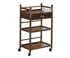 Badrollwagen Klassischer Retro-Mehrzweck-Aufbewahrungswagen, 50 * 35 * 85 cm, Kupferfarben, Mit Schubladengestellen, Für Salon-Friseursalon-Roll-Aufbewahrungswagen