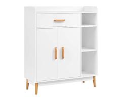 Homfa Kommode Sideboard Schrank Schubladenkommode Highboard Anrichte mit 1 Schubladen 2 Türen 3 Fächern weiß 80x29.5x93cm