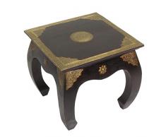 Oriental Galerie Holztisch Opiumtisch Asiatischer Wohnzimmertisch Couchtisch Sofatisch niedriger Tisch ca. 45 x 45 cm Dunkelbraun mit Gold TEC-322 Mittel