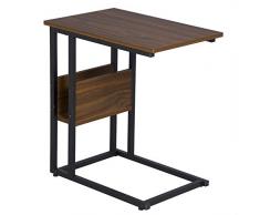 WOLTU Beistelltisch TS79dc Kaffeetisch Couchtisch Sofatisch Nachttisch Betttisch Laptoptisch, Gestell aus Metall, Tischpltte aus MDF, 55x36x59,5cm(BxTxH), Dunkelbuche