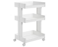 SONGMICS Rollwagen PP Allzweckwagen, für Küche Bad, Aufbewahrung Küchenwagen Küchenregal mit Rollen Badregal Badwagen 3 Ablagefächer Weiß KSC01WT