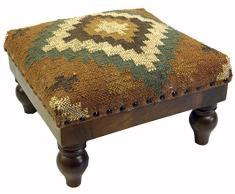 Guru-Shop Arabisch- Marokkanischer Kelim Boden Hocker, Orientalischer Sitz mit Holzgestell, Runde Beine - Braun/natur, 25x40x40 cm, Sitzmöbel
