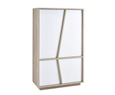 Demeyere 223490 Hochkommode 4 Türig NATURE, Holz, sonoma eiche/weiß, 91 x 42 x 149 cm