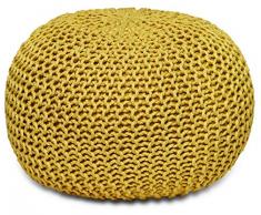 ANTARRIS Sitzpuff Sitzbank Sitzhocker Bodenkissen aus PET Festivalhocker Konzert Sitzsack Ø 55 cm Baumwolle handgeknüpft Aussenbereich, Outdoorhocker Freiluft Schemel gelb - Freesia (FA)