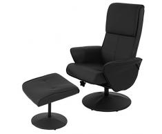 Mendler Relaxsessel Helsinki, Fernsehsessel Relaxliege TV-Sessel mit Hocker ~ Kunstleder, schwarz