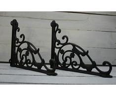 Wandwinkel 21 x 26 cm Winkel Wandhalter Bücherregal Regalträger Set Gusseisen Andalusien Antik Stil Moritz SL-60-BR