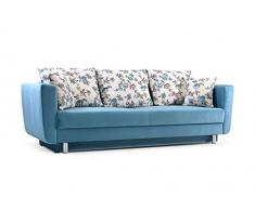 mb-moebel Schlafsofa Kippsofa Sofa mit Schlaffunktion Klappsofa Bettfunktion mit Bettkasten Couchgarnitur Couch Sofagarnitur Emilie (Blau)