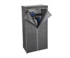 Spetebo Stoff Kleiderschrank grau 160 cm - Stoffschrank Faltschrank Campingschrank Faltkleiderschrank Garderoben Schrank
