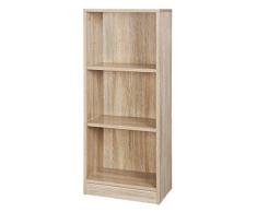 VASAGLE Bücherregal mit 3 Fächern, Verstellbare Einlegeböden, Aktenregal für Wohnzimmer, Kinderzimmer und Heimbüro, Farbton Eiche, 40 x 93 x 24 cm (B x H x T) LBC103H