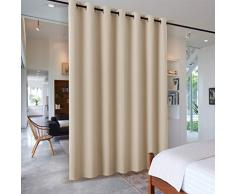 PONY DANCE Raumteiler Vorhänge Wohnzimmer - Raumtrenner Vorhang für Hotel/Klinik/Umkleideraum Schiebegardinen Verdunkelung, 1 Stück H 210 x B 254 cm, Biscotti Beige
