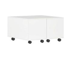 Tidyard Couchtisch Wohnzimmertisch, Sofatisch Mit ausziehbarer Funktion,Beistelltisch Kaffeetisch Retro-Möbel Mit 1 Innenfach und Rädern,Abmessungen:60 x 60 x 35 cm (L x B x H),Weiß
