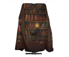 Pag Crane Haarschnitt Cape Vintage Bücherregal Bibliothek Bücherregal Haarschneideabdeckungen Friseur Schürze für Kosmetikzubehör und Friseurzubehör