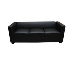 Mendler 3er Sofa Couch Loungesofa Lille ~ Leder, schwarz