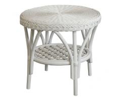 Rattan-Tisch Rund in der Farbe Weiss - Versandkostenfrei in DE
