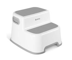 Bamny Tritthocker für Kinder, Zweistufiger Tritthocker, Trittschemel,2-Stufen-Schemel Grau