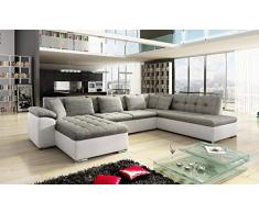 Mirjan24 Eckcouch Ecksofa Niko Bis! Design Sofa Couch! mit Schlaffunktion und Bettkasten! U-Sofa Große Farbauswahl! Wohnlandschaft vom Hersteller (Ecksofa Links, Soft 017 + Lawa 05)