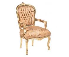 ArterameeFerro Barocksessel Luis Blattgold Stoff vergoldet blumig