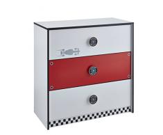 demeyere 107209 Kommode mit 3 Schubkasten Rocket, 83 x 82 x 39.6 cm, rot/weiÃ