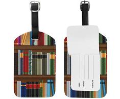 Bibliotheksregale mit Alten Büchern Muster Gepäckanhänger Travel ID Bag Tag für Koffer 2 Stück