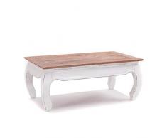 Design OPIUMTISCH East | 100x60x41cm (BxTxH), Mahagoni Recyclingholz | Beistelltisch, Couchtisch aus Vollholz | Farbe: 06 weiß-Landhaus