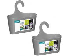 stardis 2er-Set Duschkorb zum Hängen - ohne Bohren - Duschablage aus Kunststoff Bad-Regal Duschregal Utensilo Aufbewahrungskorb, Farbe:Grau